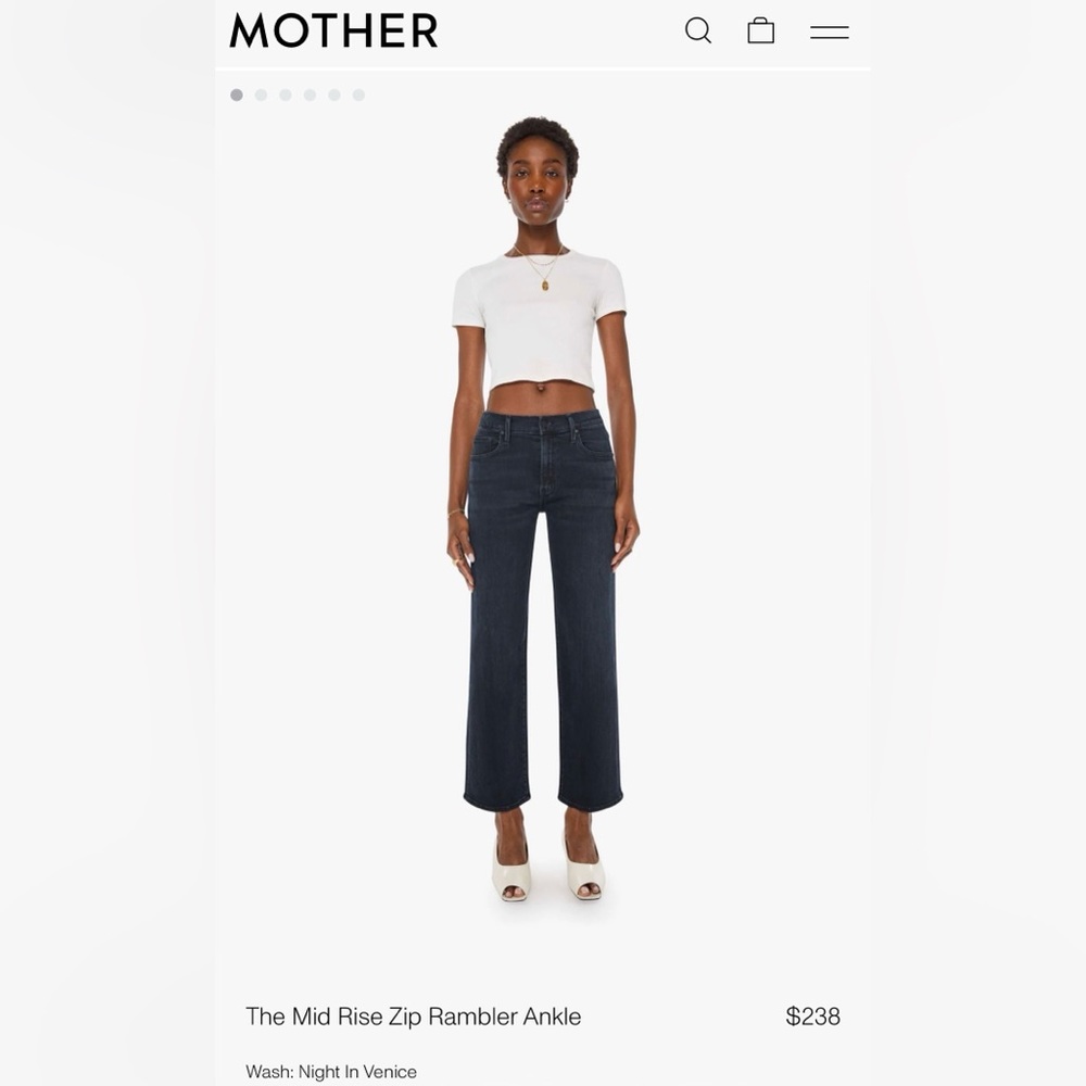 MOTHER Mid Rise Zip Rambler Ankle Jeans - Night In Venice (Dark Indigo)